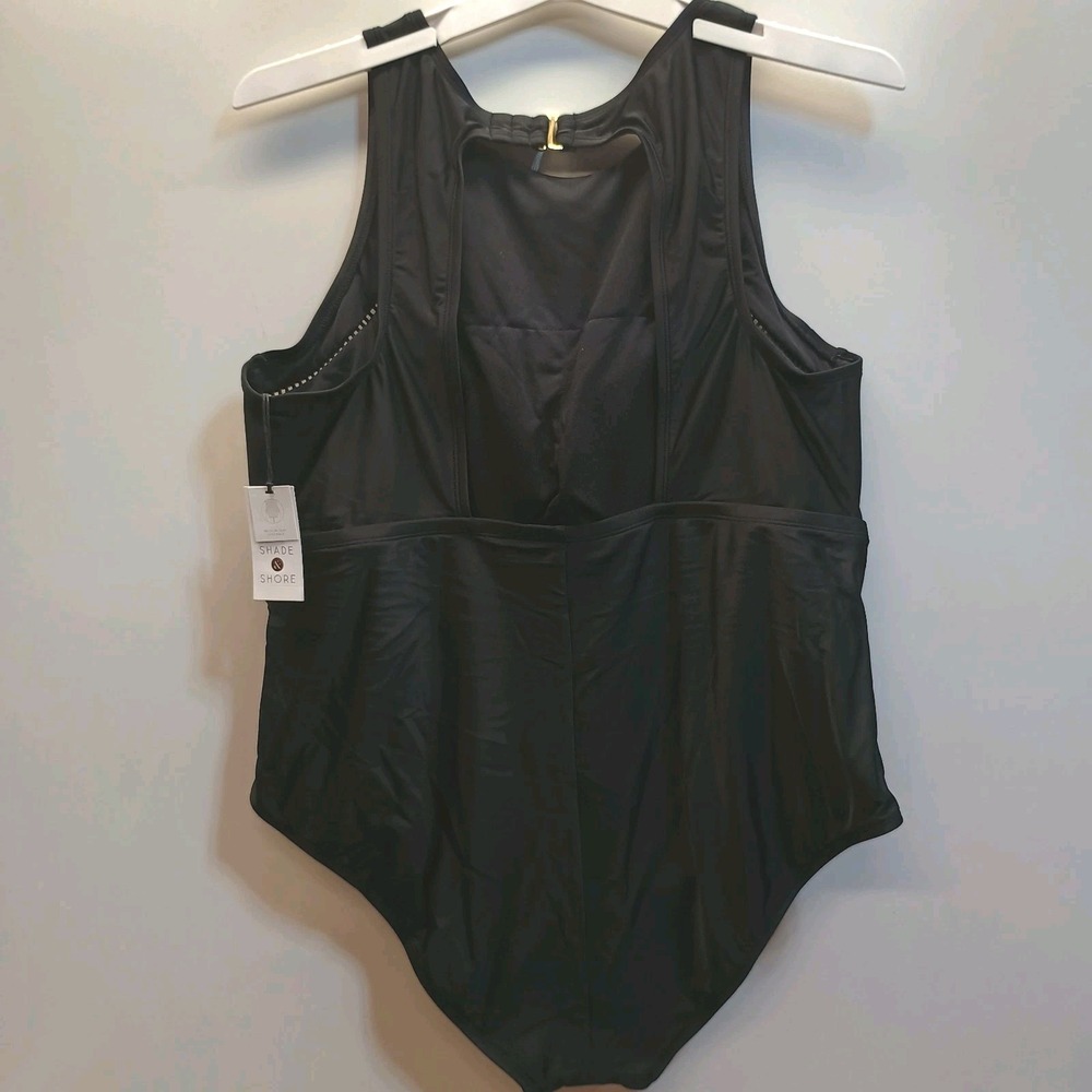 Shade & Shore High Neck Black One Piece Bathing Suit Swim Size 18 MSP$40 - Picture 8 of 11